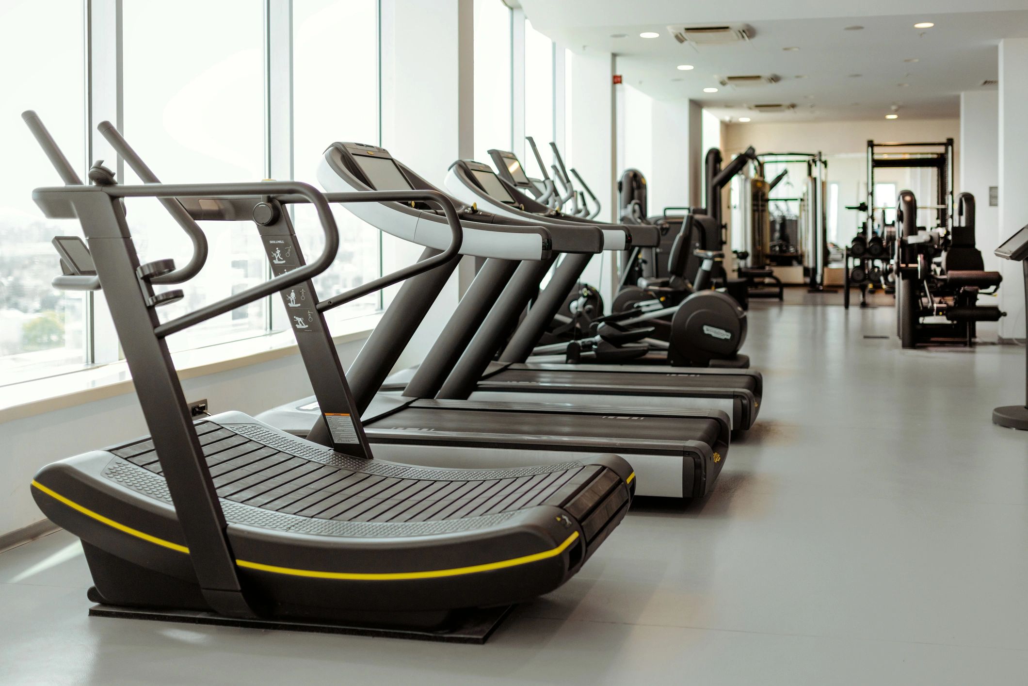 Modern fitness center with cardio equipment